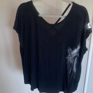 Harley-Davidson Women’s Crossback Short Sleeve Knit Top, Black Size XL